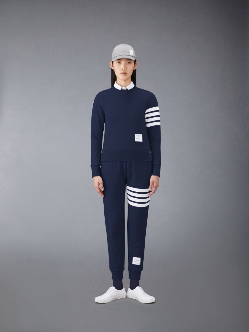 Women Thom Browne Classic Loopback 4-Bar Sweatshirts Blue | FOY78A74691