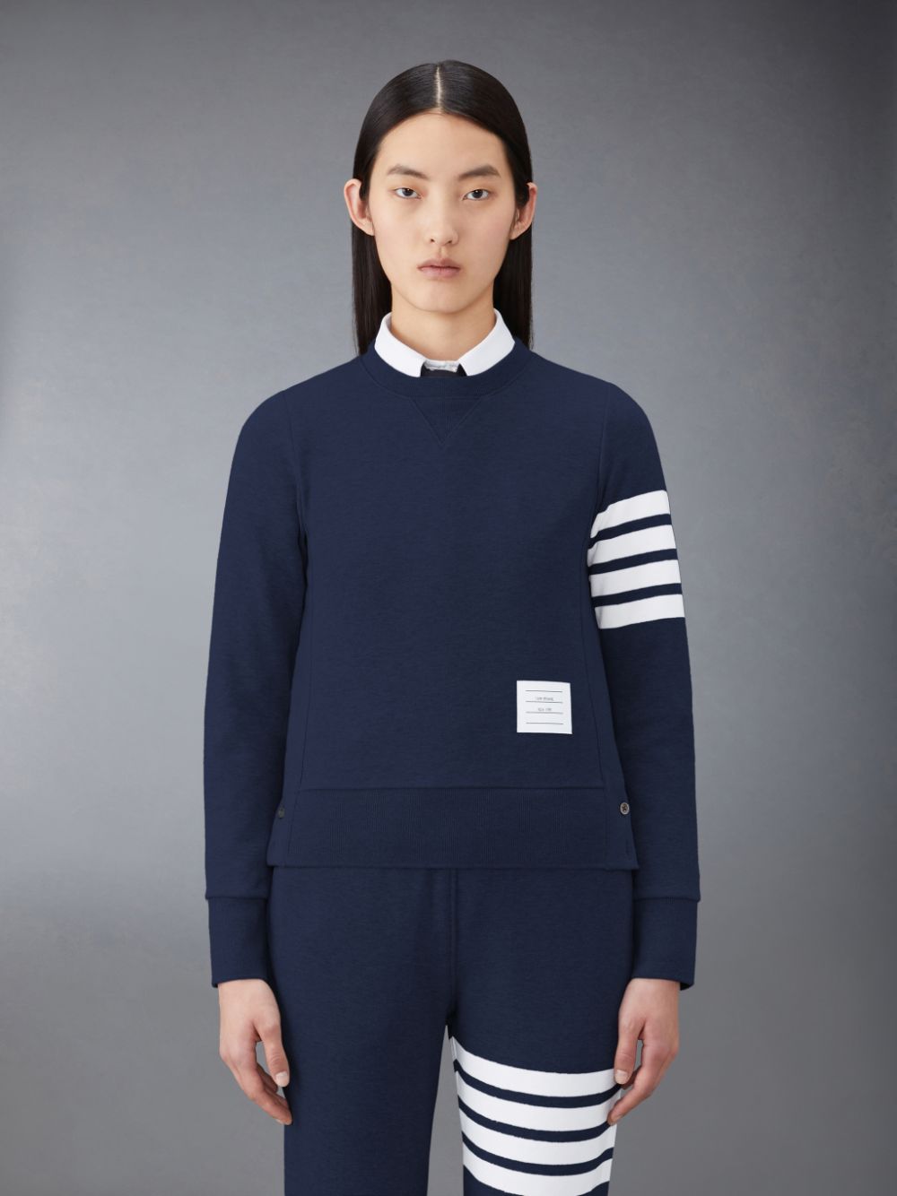 Women Thom Browne Classic Loopback 4-Bar Sweatshirts Blue | FOY78A74691