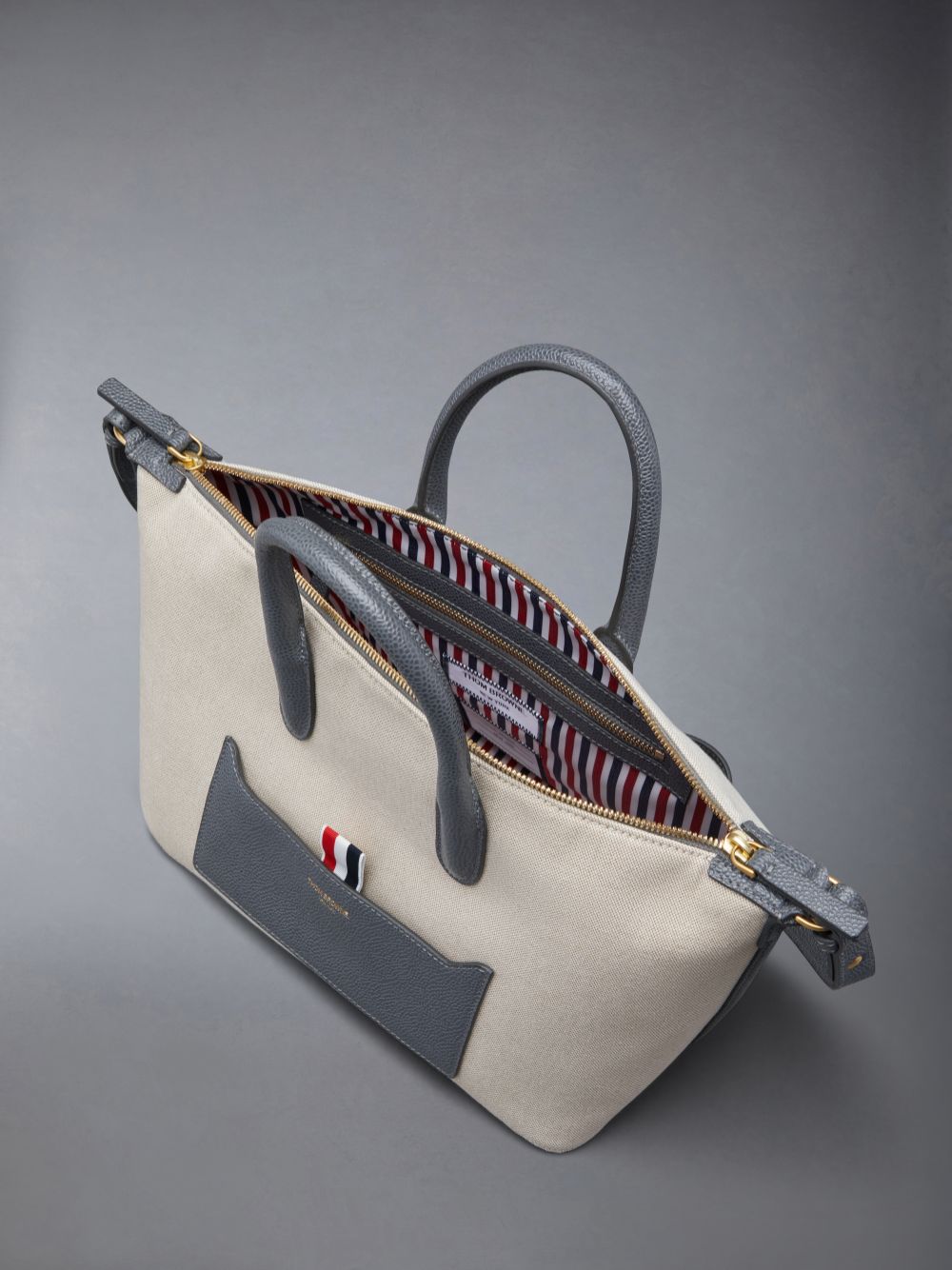 Women Thom Browne Cotton Canvas Small Duffle Bags Beige | JAN96X26704