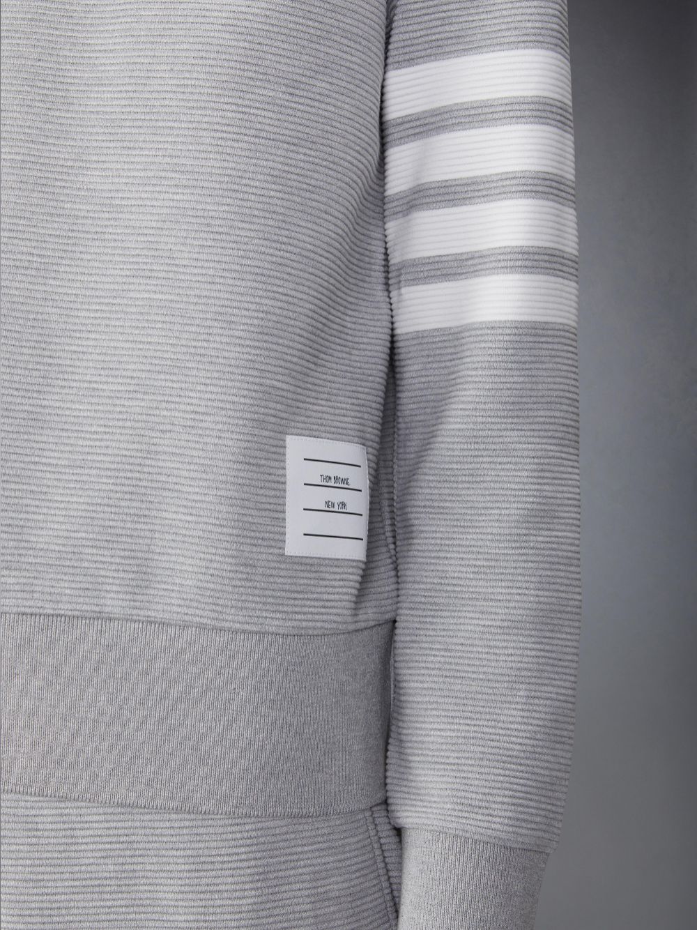 Women Thom Browne Light Ottoman Rib 4-Bar Crew Neck Sweatshirts Grey | PMQ21H30741