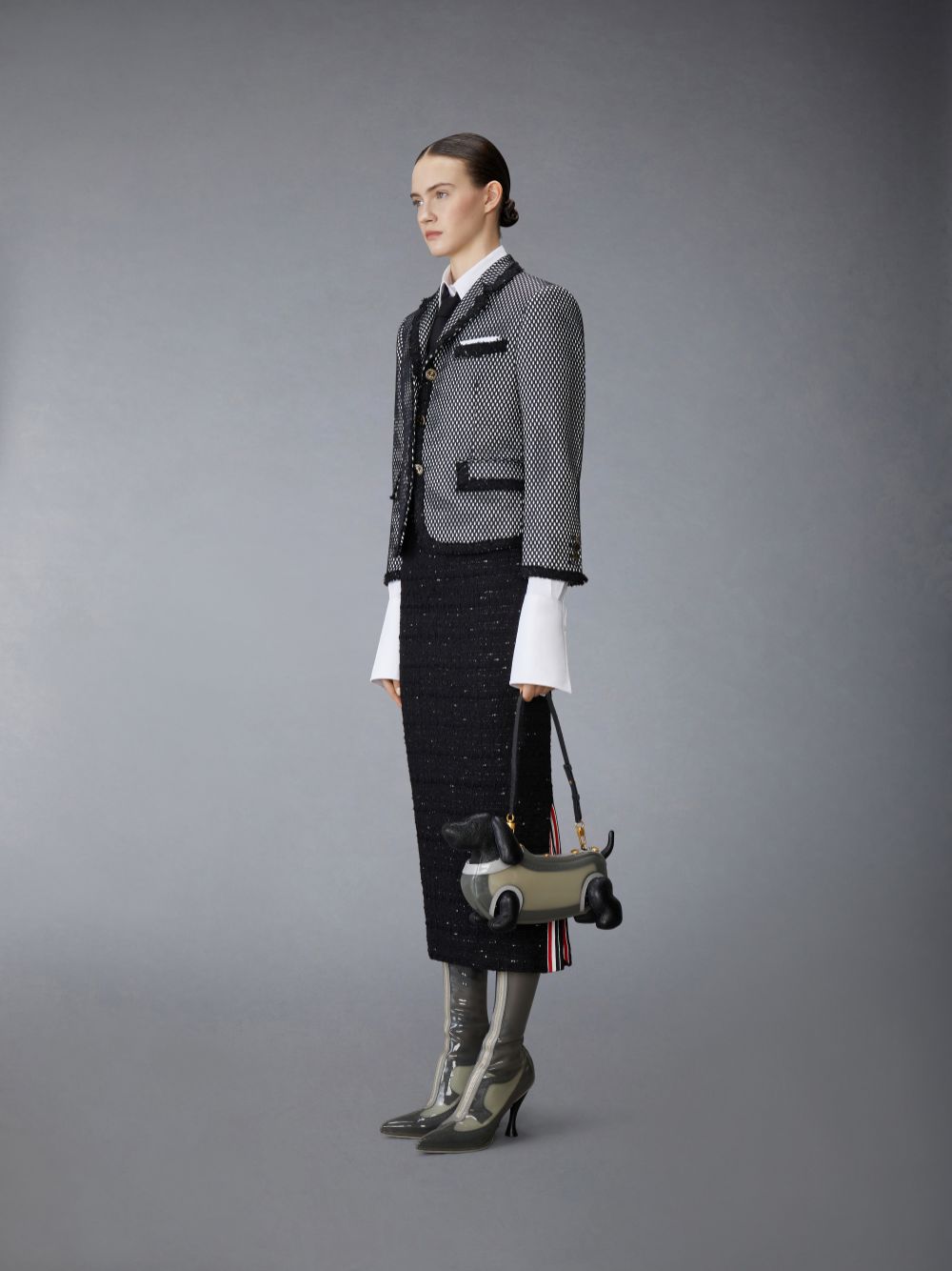 Women Thom Browne Overcoat Brogued Hectoruette in Pebble Grain Tote Bags Blue | HXP79I44519