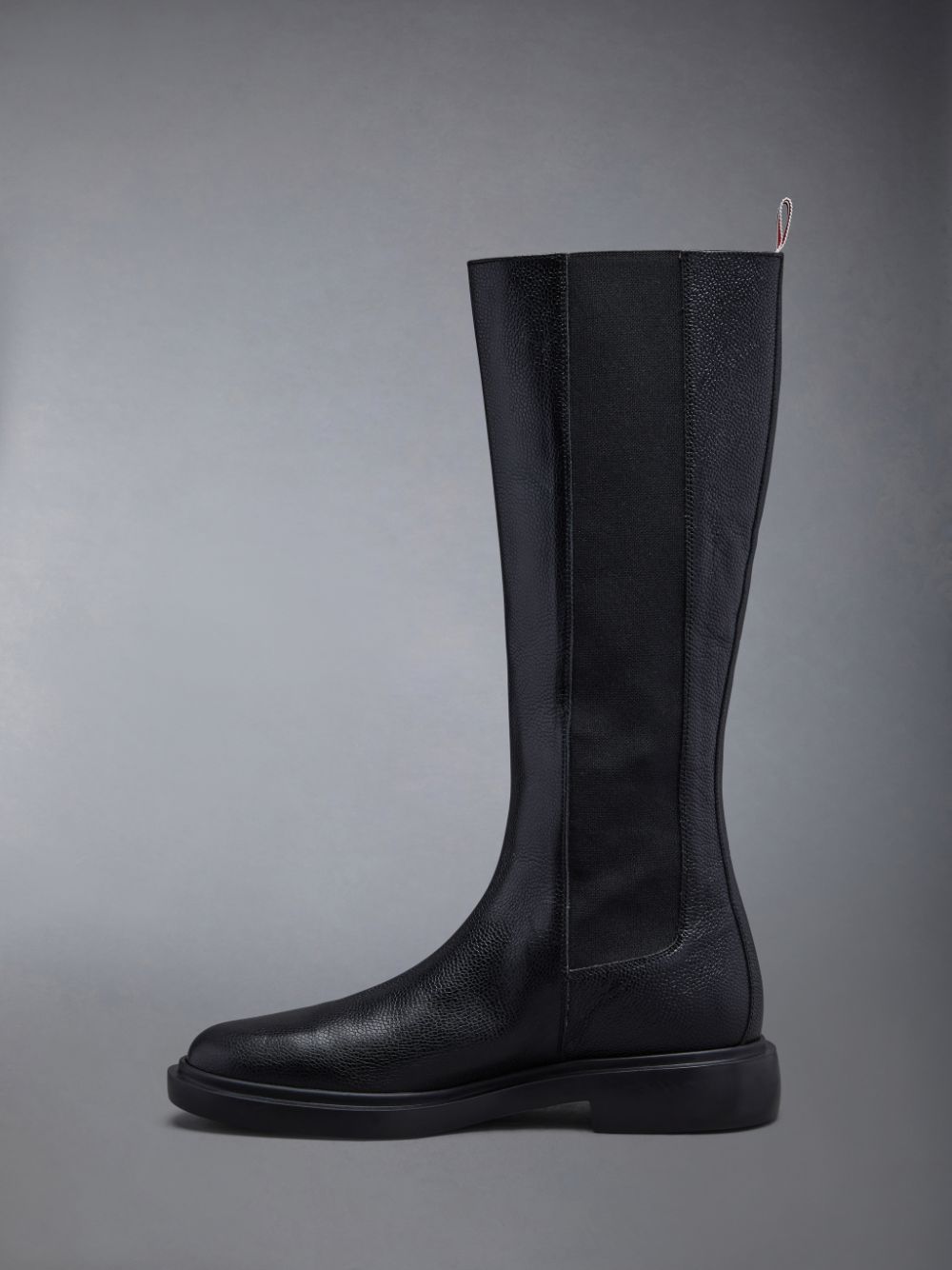 Women Thom Browne Pebble Grain 4-Bar Knee High Chelsea Boots Black | FTB75W32463