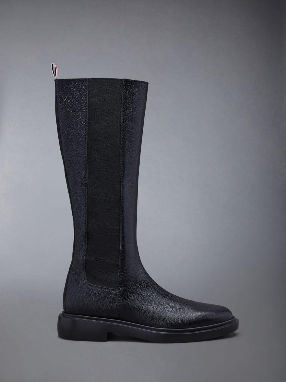 Women Thom Browne Pebble Grain 4-Bar Knee High Chelsea Boots Black | FTB75W32463