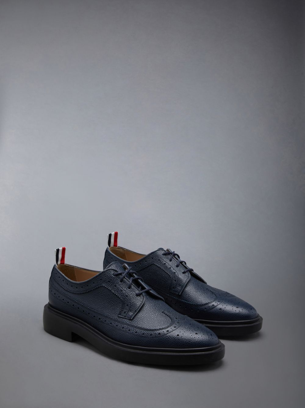 Women Thom Browne Pebble Grain Leather Longwing Brogue Shoes Blue | MAZ46Q26826