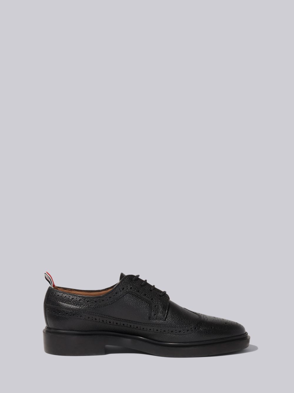 Women Thom Browne Pebble Grain Leather Lightweight Rubber Sole Longwing Brogue Shoes Black | MPA91M83564