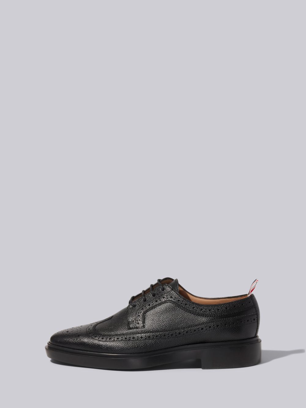 Women Thom Browne Pebble Grain Leather Lightweight Rubber Sole Longwing Brogue Shoes Black | MPA91M83564