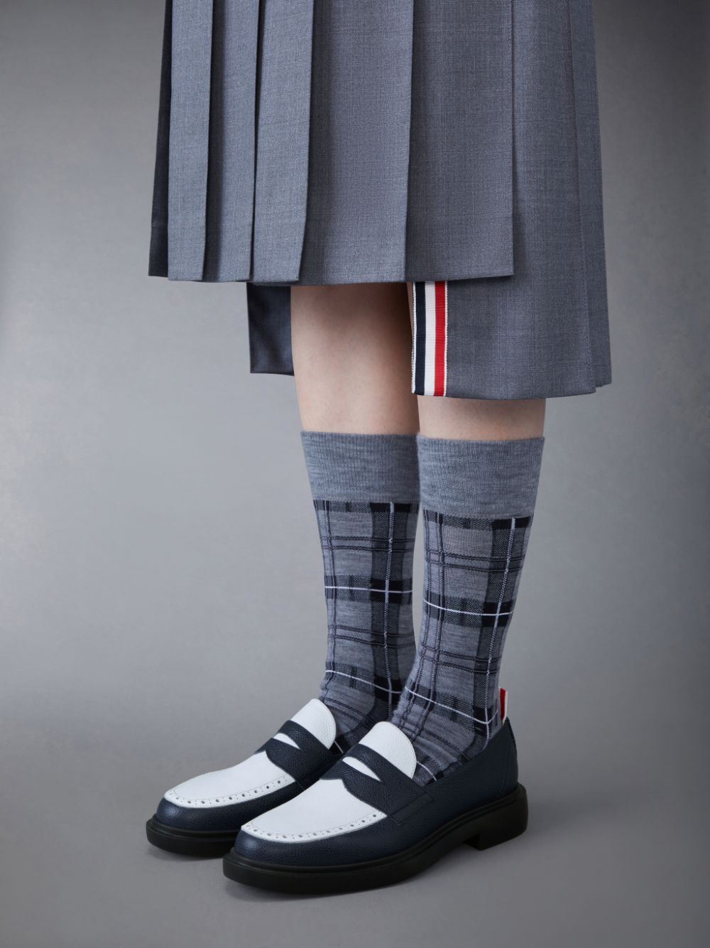 Women Thom Browne Pebble Grain Leather Penny Loafers Blue | WWD61R14943