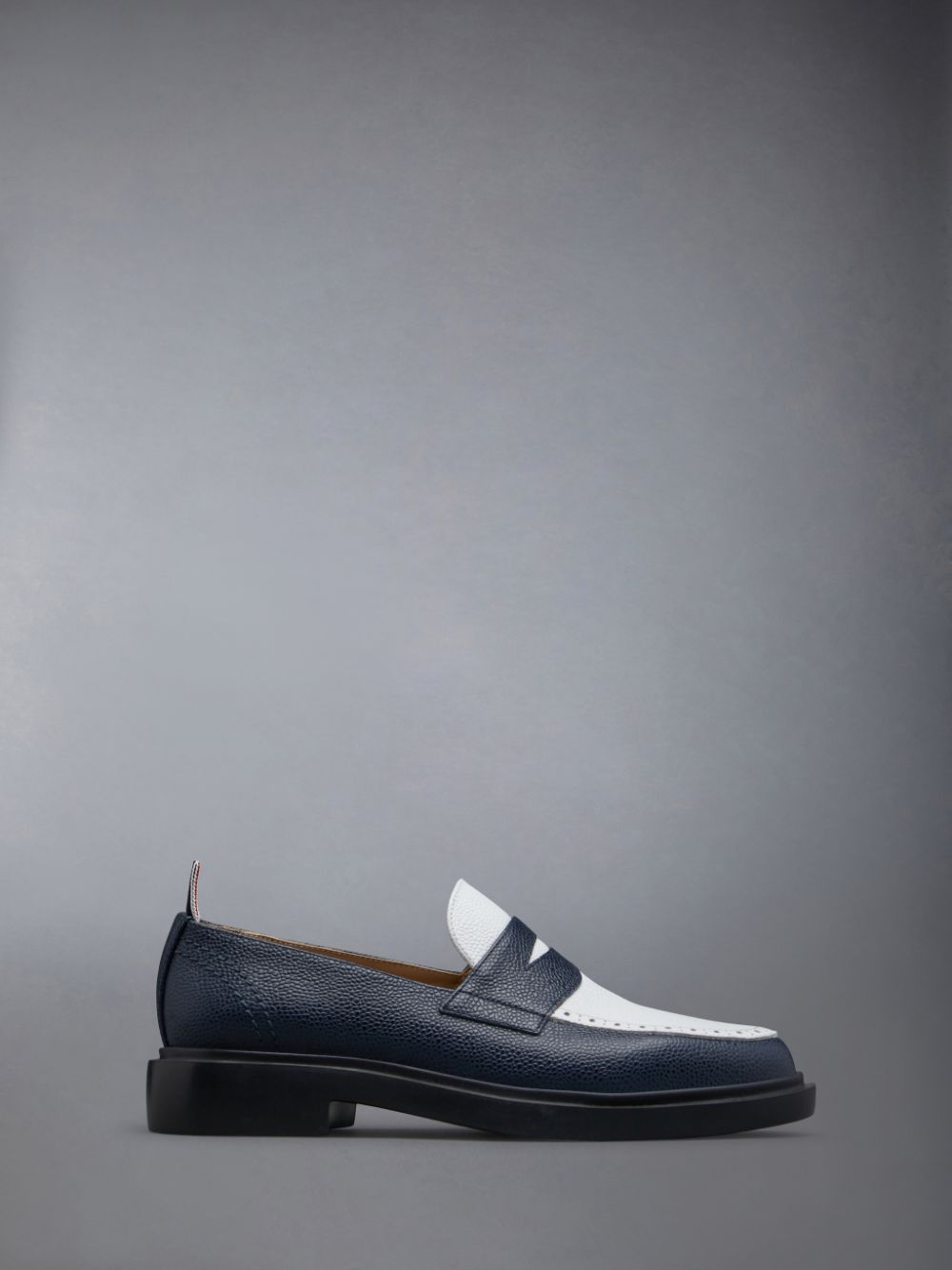 Women Thom Browne Pebble Grain Leather Penny Loafers Blue | WWD61R14943
