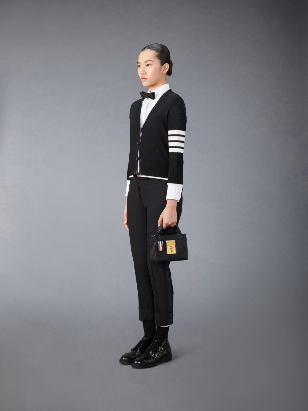 Women Thom Browne Pebble Grain Mini Mr. Tote Bags Black | ROM26C34242