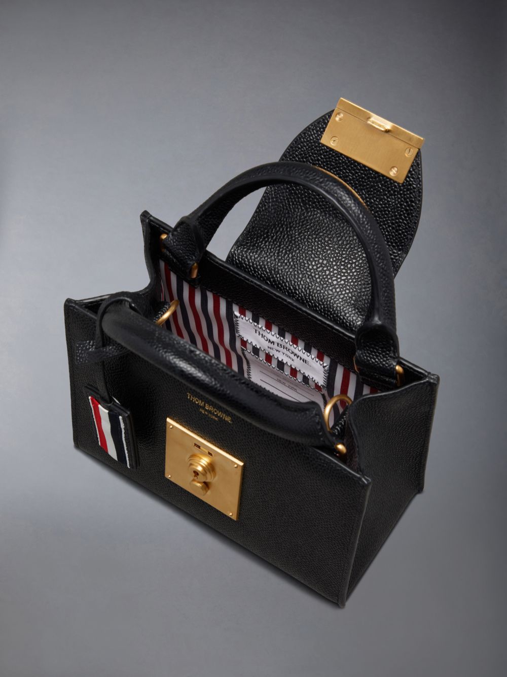 Women Thom Browne Pebble Grain Mini Mr. Tote Bags Black | ROM26C34242
