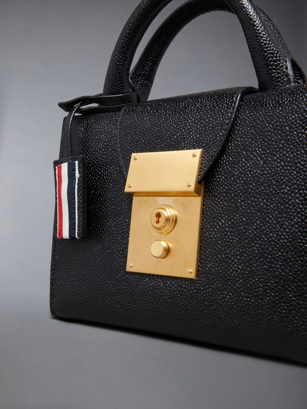 Women Thom Browne Pebble Grain Mini Mr. Tote Bags Black | ROM26C34242