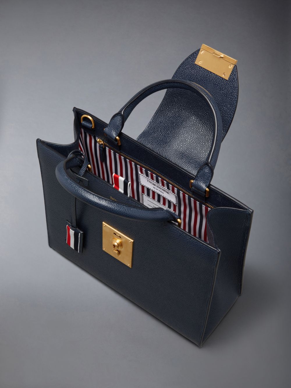 Women Thom Browne Pebble Grain Small Mr. Tote Bags Blue | NHC42C33287