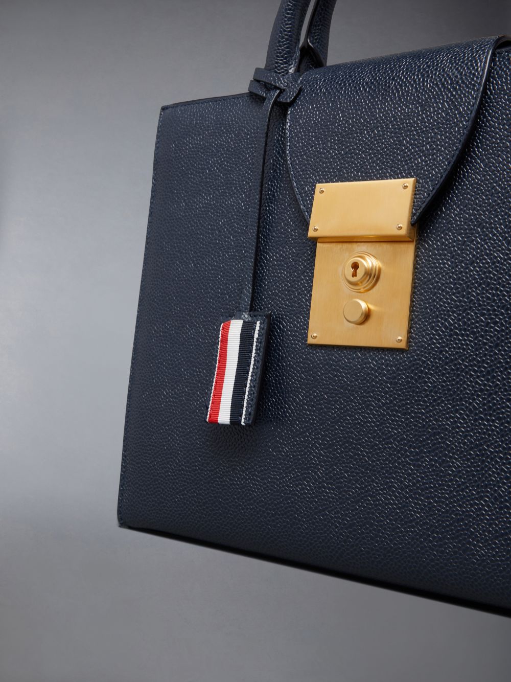 Women Thom Browne Pebble Grain Small Mr. Tote Bags Blue | NHC42C33287