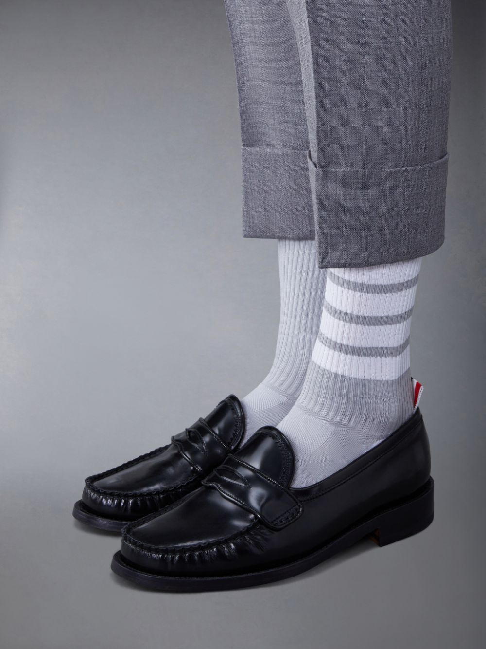 Women Thom Browne Spazzolato Pleated Varsity Loafers Black | EPC67P38722