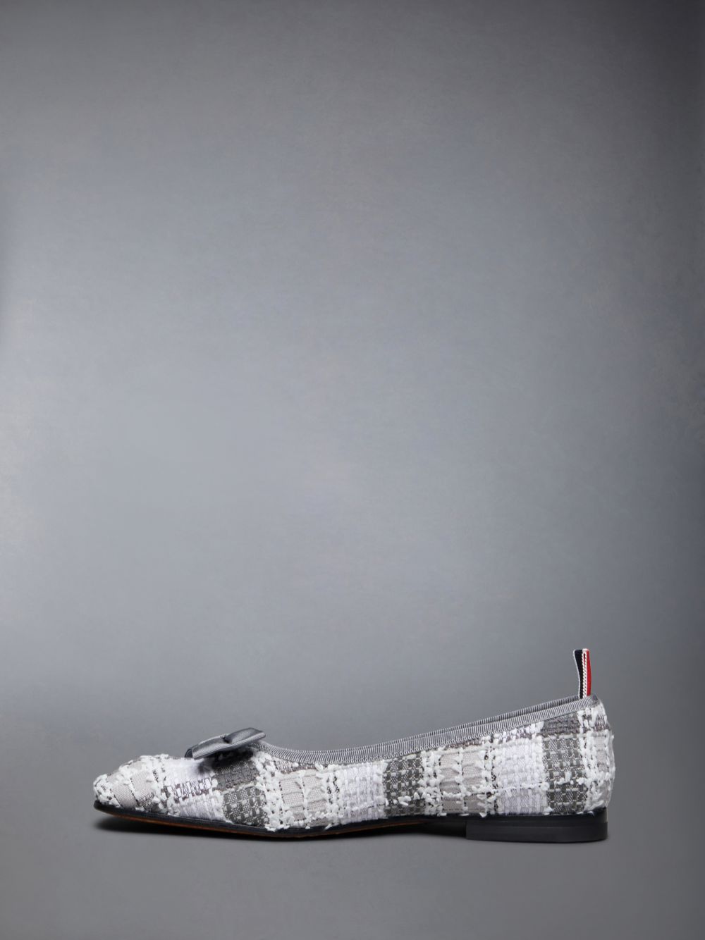 Women Thom Browne Tartan Tweed Leather Sole Opera Ballerina Grey | DSX61V71066