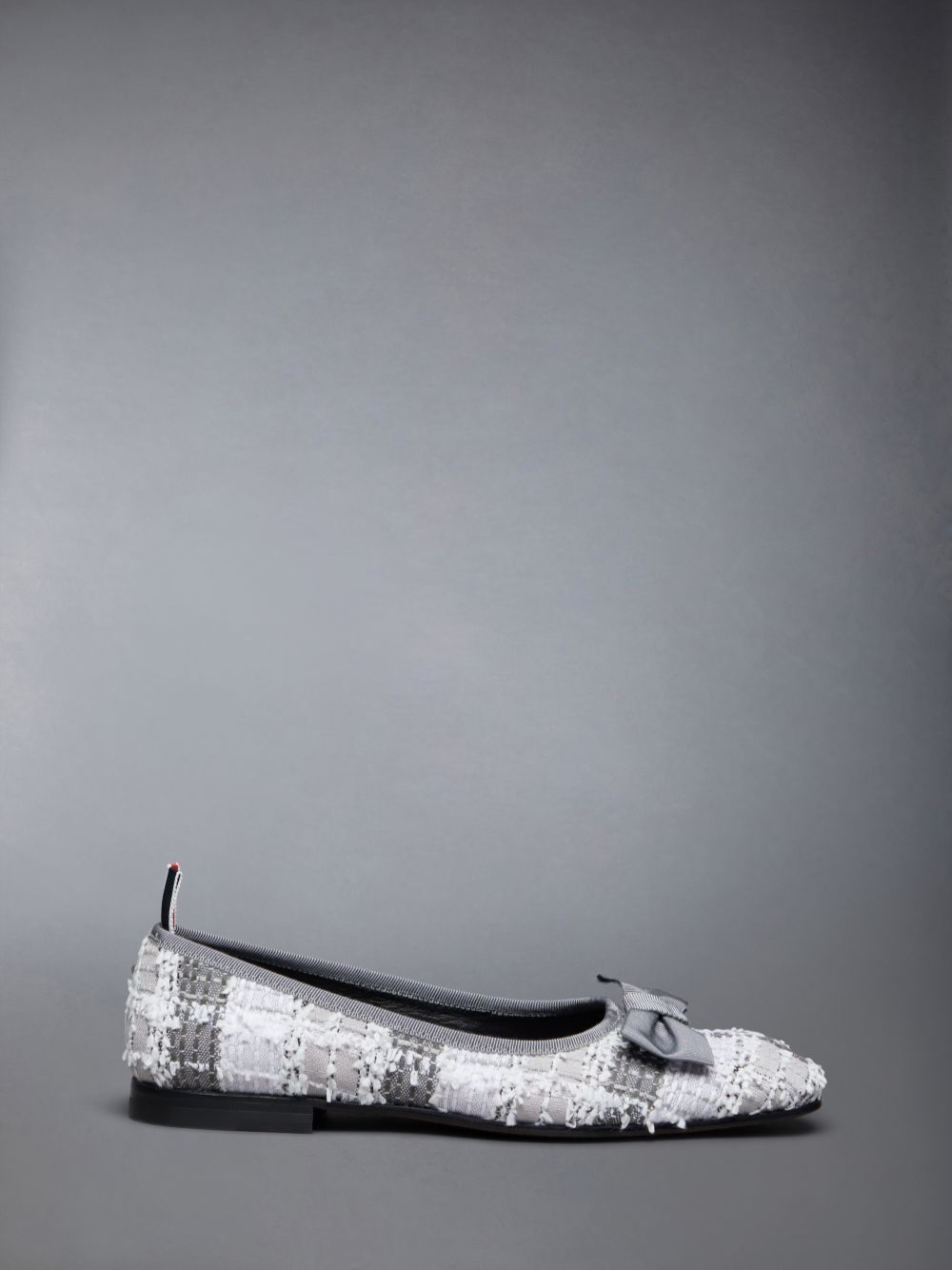 Women Thom Browne Tartan Tweed Leather Sole Opera Ballerina Grey | DSX61V71066