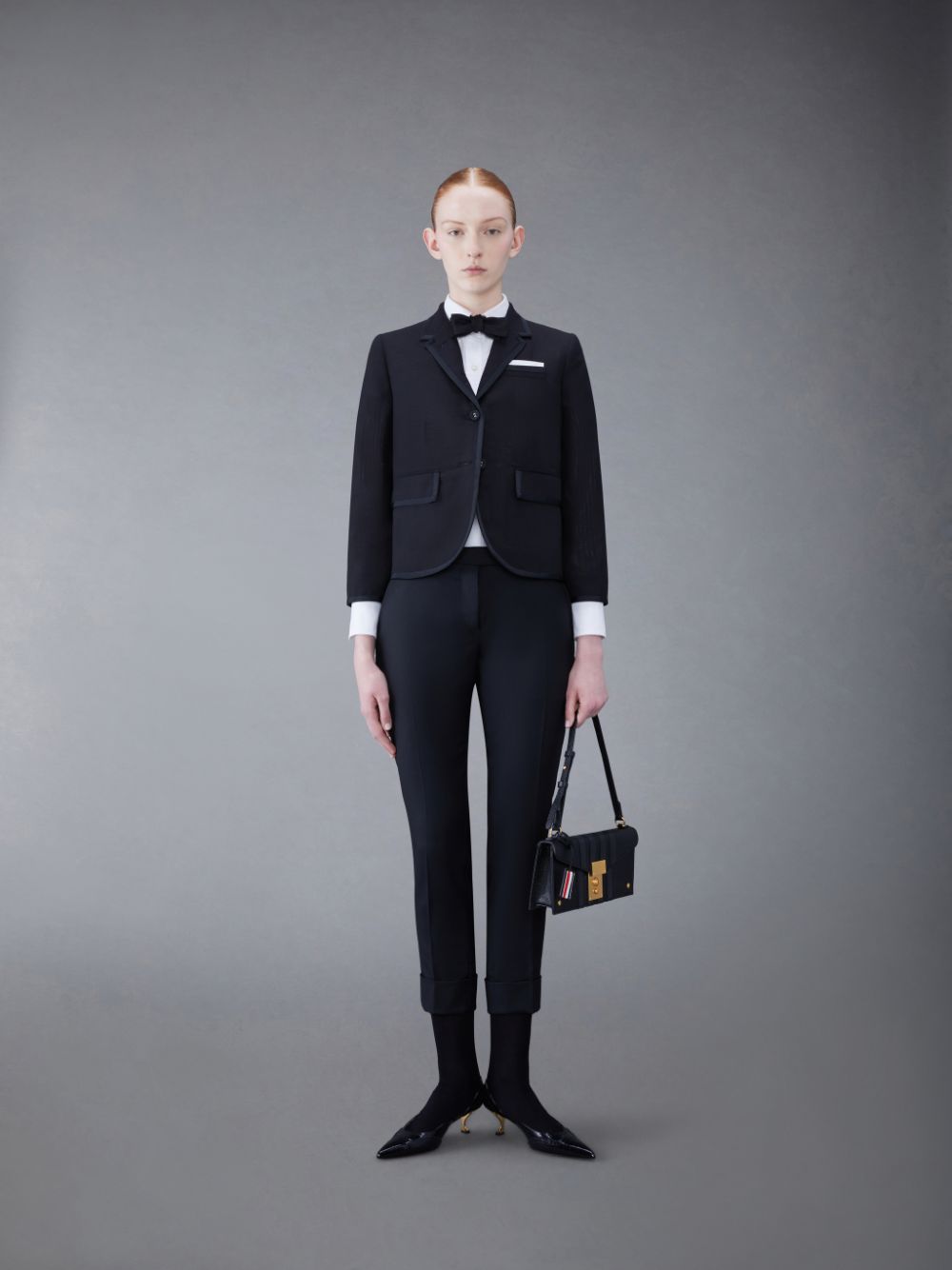 Women Thom Browne Twill Low Rise Cigarette Pants Black | RHU15N12440