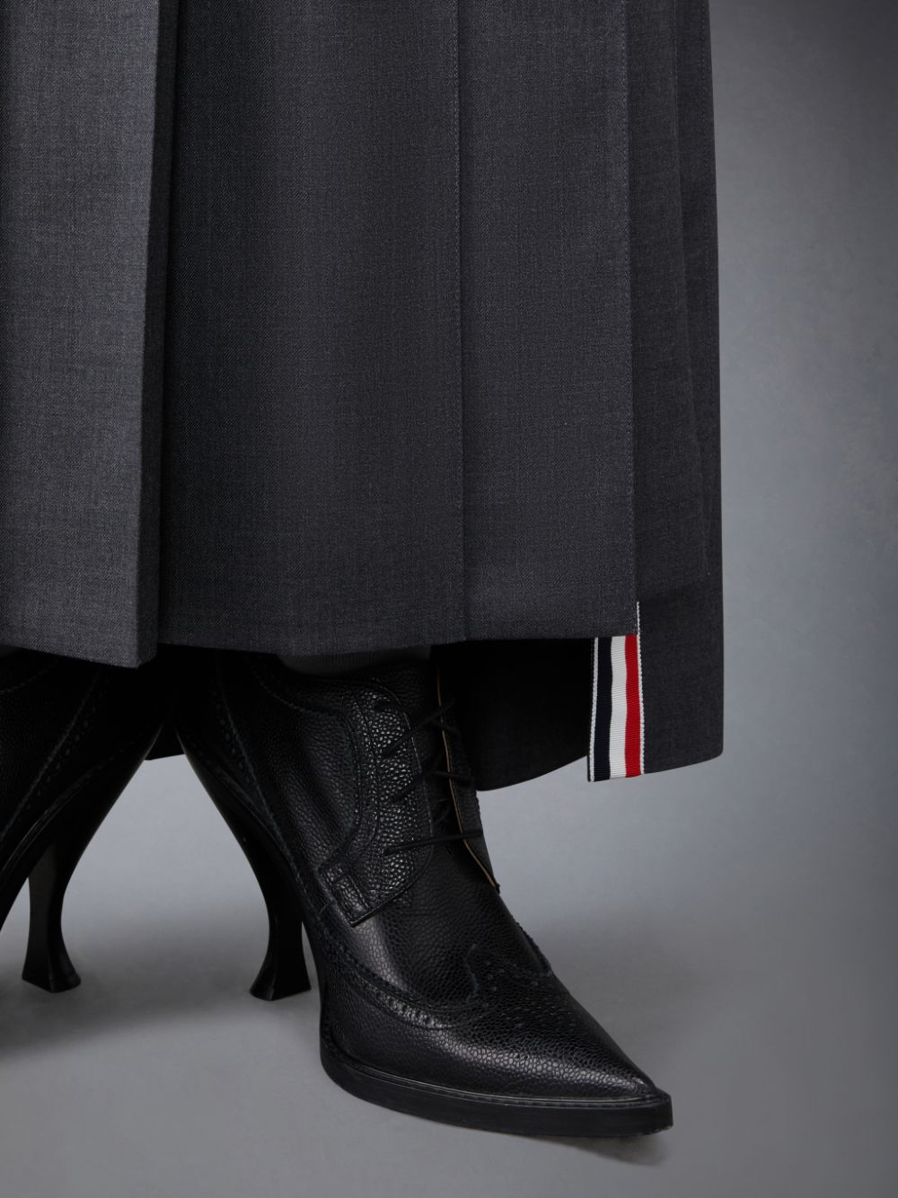 Women Thom Browne Twill Pleated Long Skirts Grey | GKT85F32001