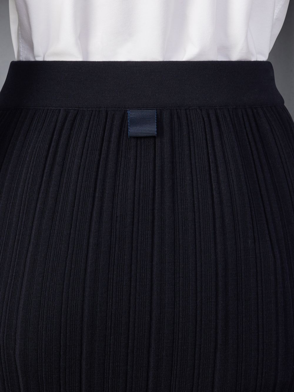 Women Thom Browne Wool Crepe Rib Stitch Midi Plisse Skirts Blue | VHN95B02760